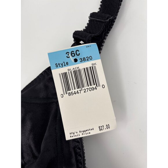 Bali Classic Support Wirefree Cool Comfort Bra 3820 Black 36C NEW - Picture 3 of 5